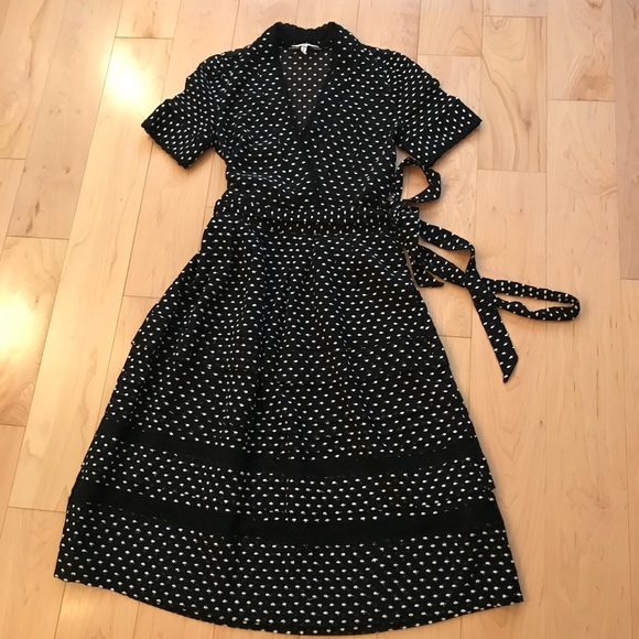 Rebecca Taylor Dresses & Skirts - REBECCA TAYLOR BLACK POLKA DOT MIDI SHIRTDRESS 2